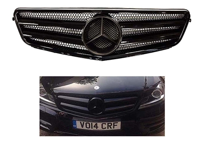 C-Class All Black Style Grille With Black Star 08-14 W204 C300/C350/C250 (Will Not Fit On C63)