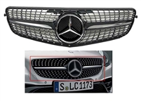 C-Class Diamond Black-Chrome Style Grille 1 Fin 08-14 W204 C300/C350/C250 (Will Not Fit On C63)