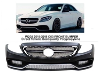 C63 Front Bumper With Grille W205 2015-2018 C200 C250 C300 C350 (Sedan Only)