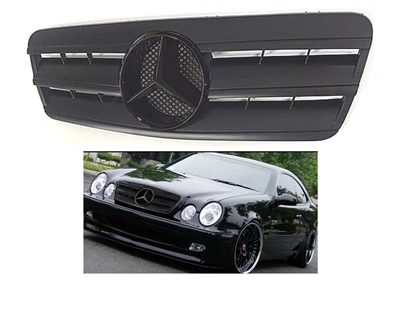 CLK Matte Black Grille W/Black Star W208 1997-2002 CLK320 CLK430 CLK55