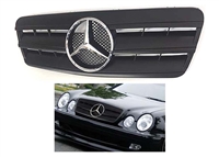 CLK Matte Black Grille W/Chrome Star W208 1997-2002 CLK320 CLK430 CLK55