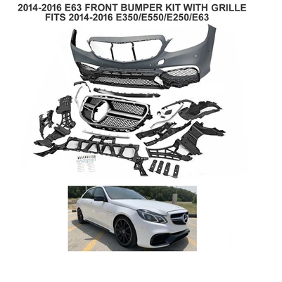 E63 AMG Full Front Bumper Kit With Grille (2014-Up Style) W212 2010-2016 E550 E350 E300 E63