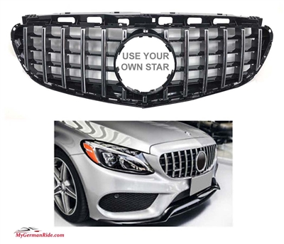 E-Class Sedan GT GTR Black-Chrome Grille W212 2014-2016 E300 E350 E550 E63