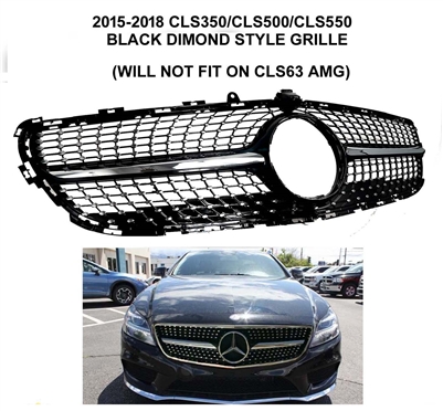 CLS Diamond Black-Chrome Grille W218 2015-2017 CLS550 CLS300 CLS500 (Will Not Fit On CLS63)