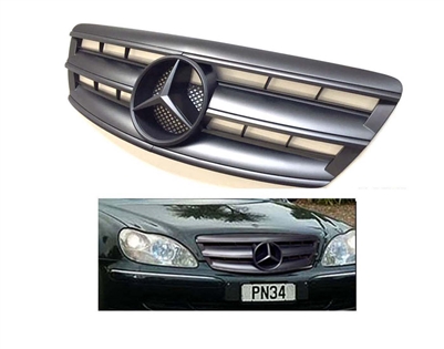 S-Class Matte Black Grille With Black Star W220 2003-2006 S500 S430 S55 S600