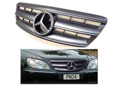 S-Class Matte Black Grille With Chrome Star W220 2003-2006 S500 S430 S55 S600