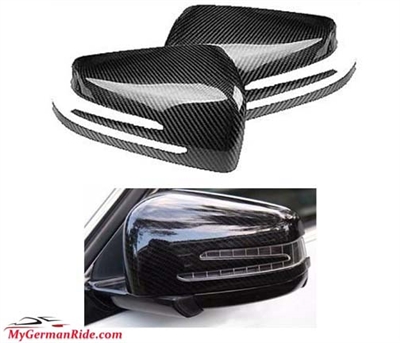 S-Class Carbon Fiber Mirror Cover Caps Add On W221 2010-2013 S550 S600 S63 (Carbon Fiber Print)