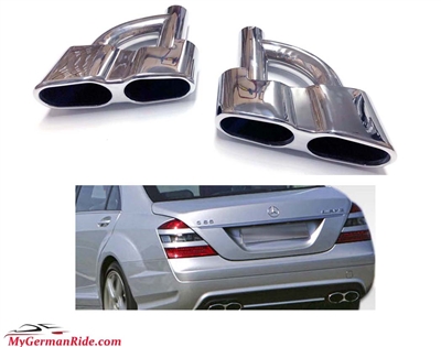 S65 Square Muffler Tips W221 S550 S600 S65 2010-2013 (Requires S63/S65 Diffuser)