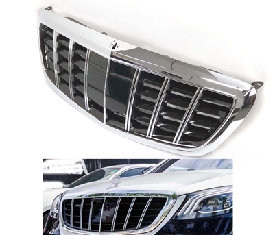 S-Class GT Style S65/S63 Grille Chrome-Black Grille W222 2014-2019 S550 S600 S500 S400 S350