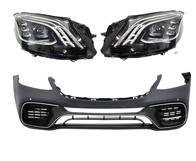 W222 2018+ Style S63 Front Bumper + Led Headlights