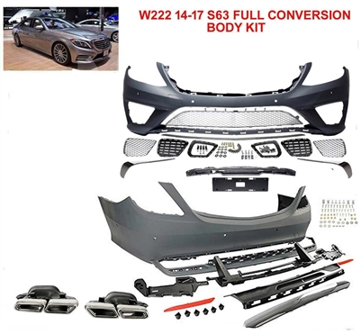 S-Class 2014-2017 S63 Bumpers Body Kit W222 S550 S600 S63 S400 S350 (Without Side Skirts)