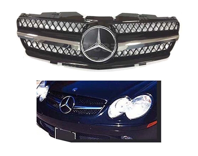 SL Black-Chrome Grille AMG Style R230 2003-2006 SL500 SL55 SL600