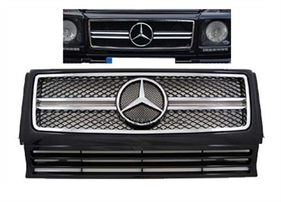 G63 Grille Style Black-Chrome W463 1990-2018 Fits All Models G500/G550/G55/G63