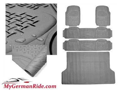 G-Wagon All Weather Heavy Duty Rubber Floor Mats Gray 3 Row & Trunk Liner 00-18 W463 G500/G55/G550/G63