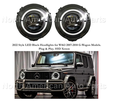 G-Wagon New Style Led Xenon Hid Headlights Black Housing W463 2007-2018 G55 G550 G63