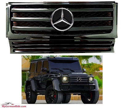 G-Wagon All Black Grille W/Chrome Star W463 1989-2018 G500 G55 G550 G63