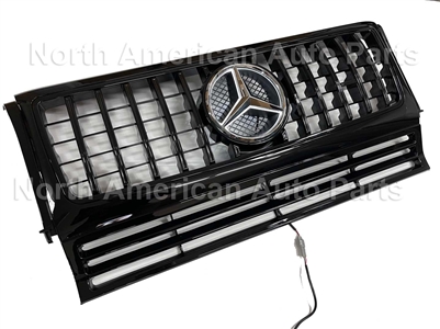 G-Wagon GT All Black Grille With Led Star W463 1990-2018 G500 G350 G550 G55 G63 G65