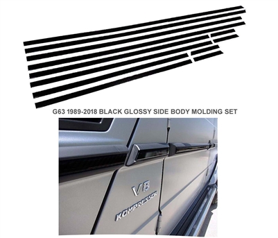 G-Wagon G63 GLossy Black Side Body Molding Set W463 1989-2018 G500 G55 G550 G63