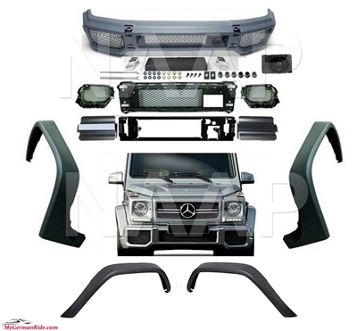 G63 Front Bumper + 4 Fender Flare Set W463 1989-2018 G500 G55 G550 G63