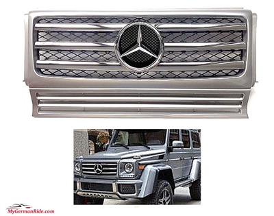 G-Wagon G55 Silver-Chrome Grille With Chrome Star W463 1990-2017 G500 G55 G550 G63