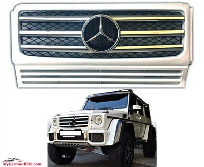 G-Wagon G55 White-Chrome Grille With Chrome Star W463 1990-2017 G500 G55 G550 G63