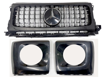 G-Wagon G63 Upgrade Grille Set With Headlight Covers W464 2019-2024 G500 G550 G63