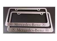 2 Mercedes-Benz Chrome Metal License Plate Frame + Screw Caps