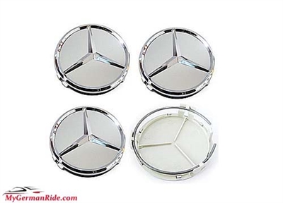 75 Mm Mercedes Benz Wheel Center Cap Set Of 4 Silver/Chrome