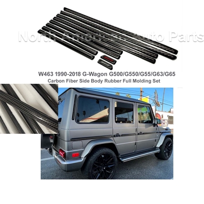 G-Wagon New Style Carbon Fiber Full Side Body Molding Set Included Rubbers + Inserts W463 1990-2018 G500 G55 G550 G63 G65