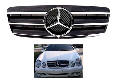 CLK Grille Black W/Chrome Star 3 Bar 98-03 W208 CLK430/CLK320/CLK55