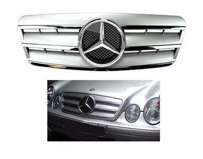 CLK Grille Silver W/Chrome Star 3 Bar 98-03 W208 CLK430/CLK320/CLK55