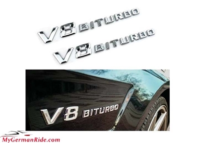 V8biturbo Chrome Emblem Logo Pair