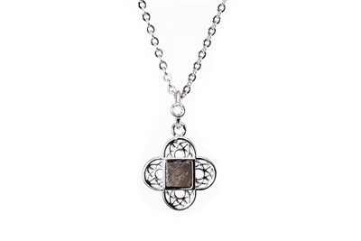 Rhodium pendant with genuine Eiffel Tower artifact