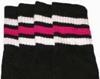 Kids socks with White-Hot Pink stripes