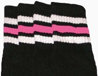 Kids socks with White-BubbleGum Pink stripes
