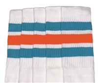 Kids socks with Aqua-Orange stripes