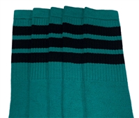 Quarter Teal socks with Black stripes