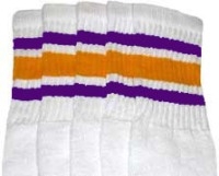 Mid calf socks with Purple-Gold stripes