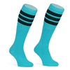 Mid calf AQUA sock with BLACK stripes
