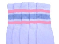 Mid calf socks with Baby Pink-Baby Blue stripes