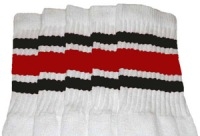 Mid calf socks with Black-Red stripes