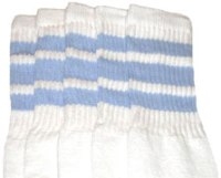 Mid calf socks with Baby Blue stripes