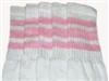 Mid calf socks with Baby Pink stripes