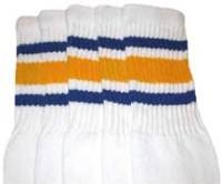 Mid calf socks with Royal Blue-Gold stripes