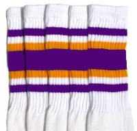 Mid calf socks with Purple-Gold stripes