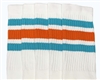 Mid calf socks with Aqua-Orange stripes