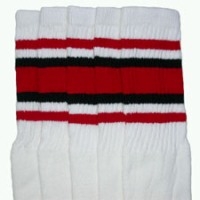 Mid calf socks with Red-Black stripes