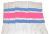 Mid calf socks with Baby Blue-BubbleGum Pink stripes