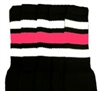 Mid calf socks with White-BubbleGum Pink stripes