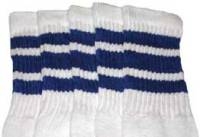 Mid calf socks with Royal Blue stripes